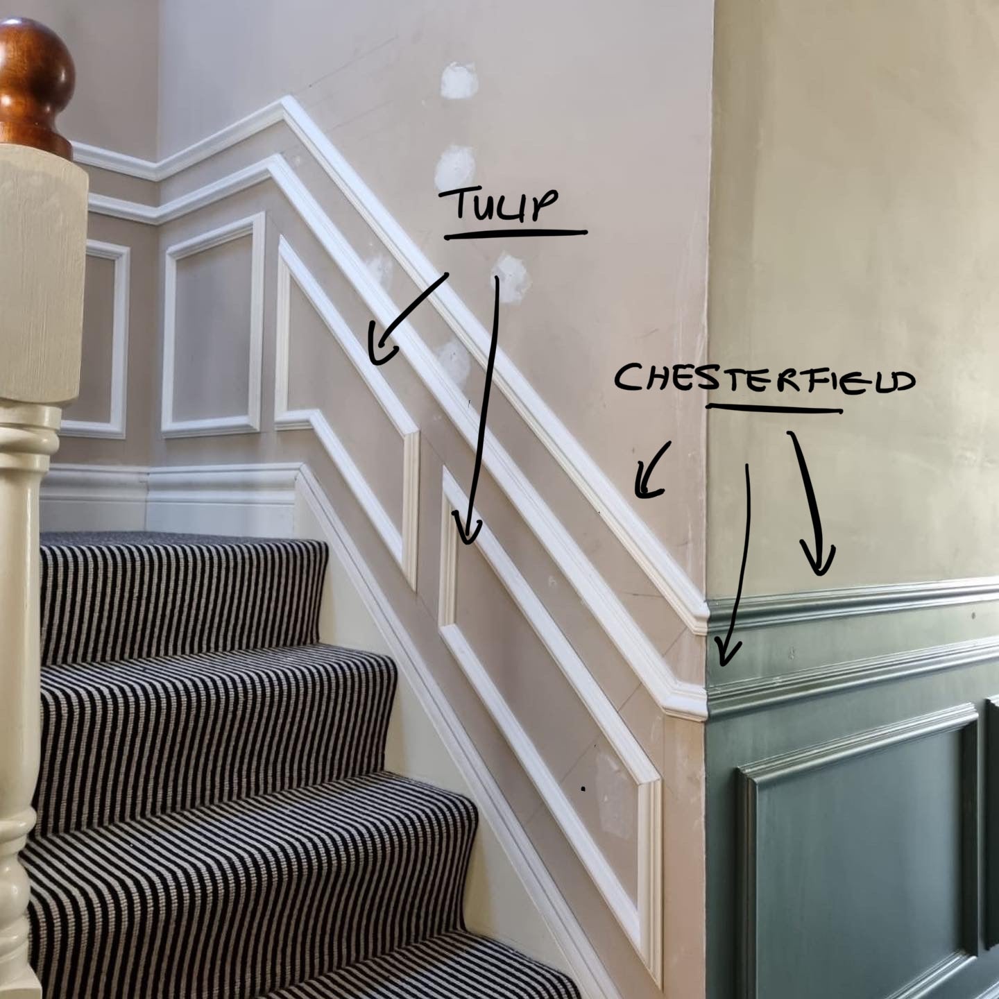 Chesterfield - Dado Rail installed along a staircase