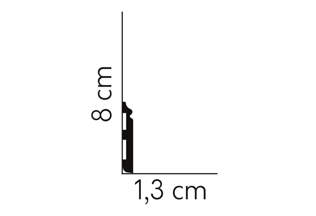 Graphic of MD018P - Skirting Board with 8cm height and 1.3cm depth