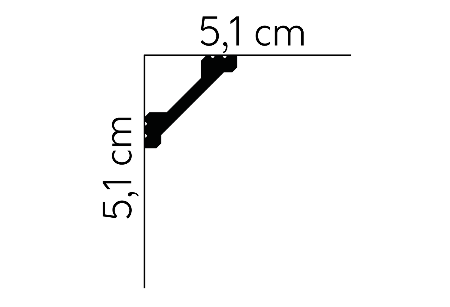 MD368 - Lightweight Coving graphic showing its 5.1cm height and width