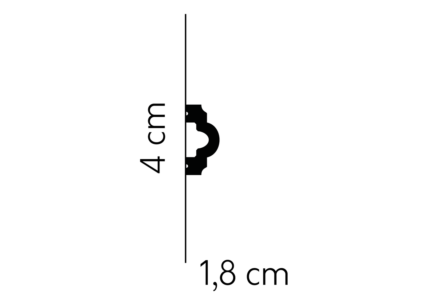 MD002 - Dado Rail dimensions of 4cm height and 1.8cm width